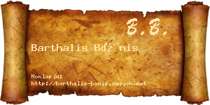 Barthalis Bónis névjegykártya